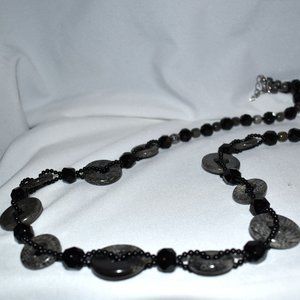 Jay King Fossil Coral and Black Agate Necklace, 40 inch